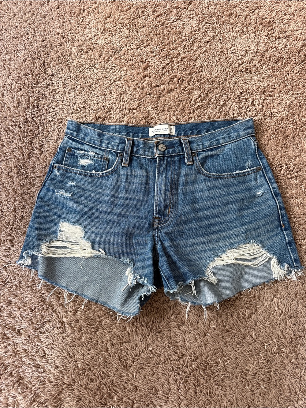 Abercrombie & Fitch Distressed Blue Denim Cutoff Shorts
